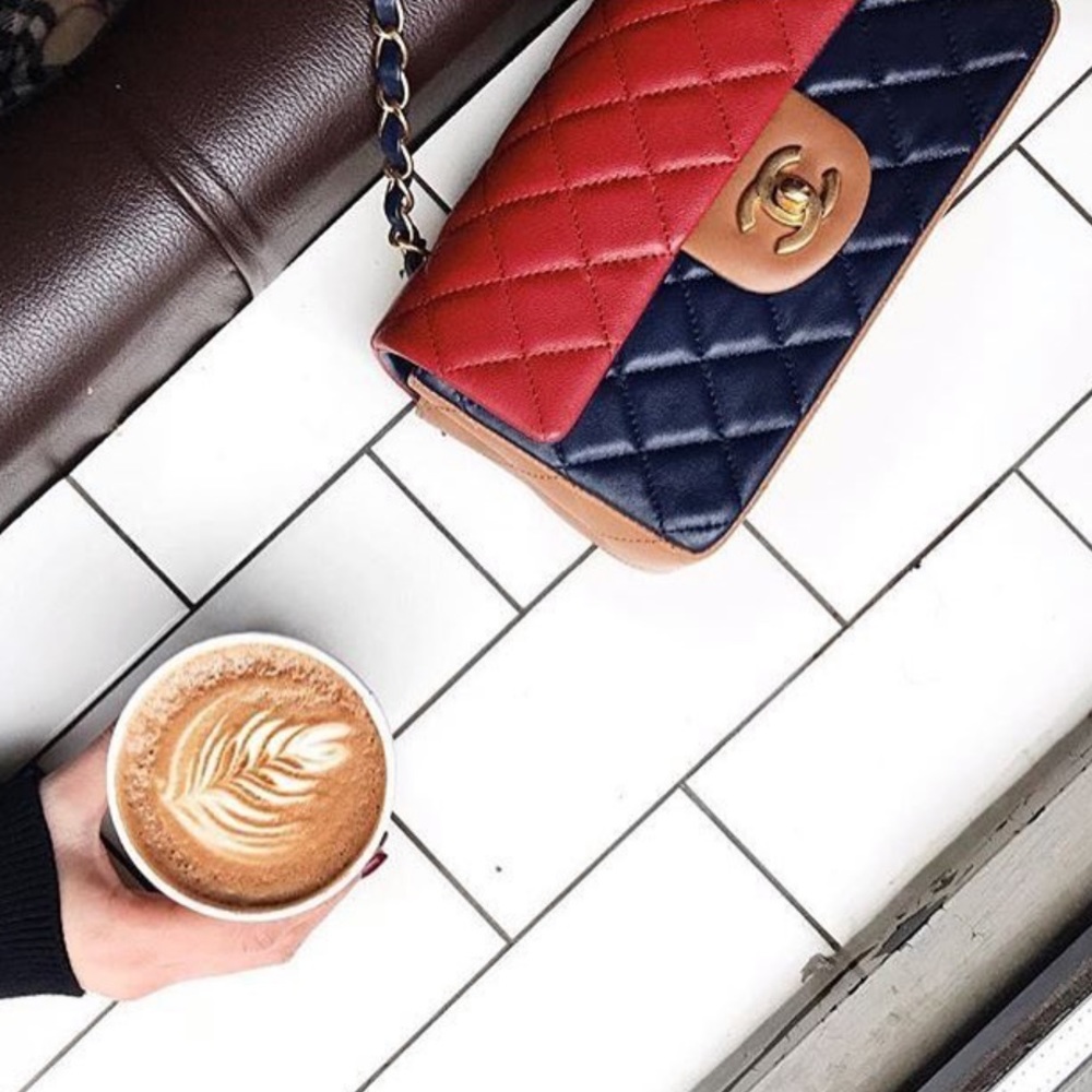 Chanel flap coco red navy lambskin Aimee song bag